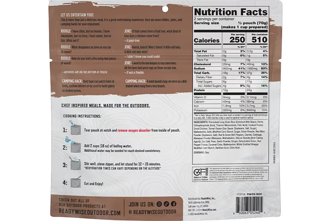 READYWISE 4.95Oz Freeze Dried Teriyaki Chicken and Rice